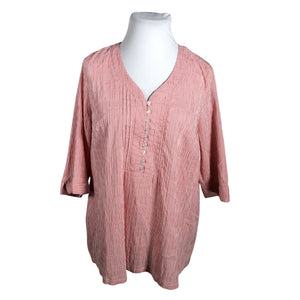 Unisex Ulla Popken - Short-sleeved blouse, size 46 - Light pink (1)