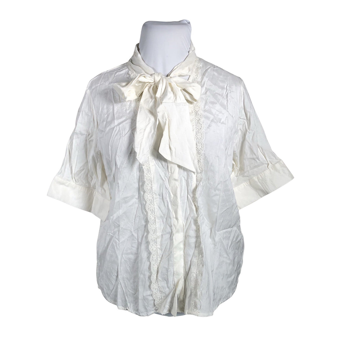 Unisex Cream - Short-sleeved blouse, size 46 - White (1)
