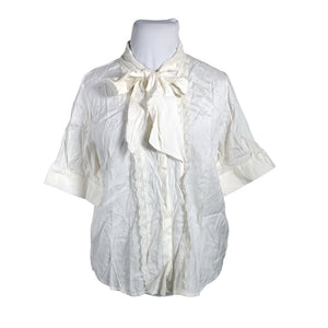 Unisex Cream - Short-sleeved blouse, size 46 - White (1)