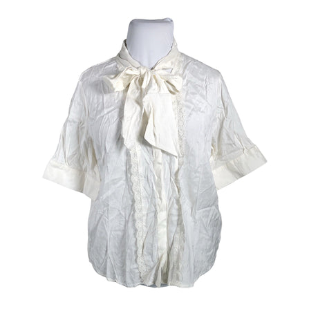 Unisex Cream - Short-sleeved blouse, size 46 - White ()