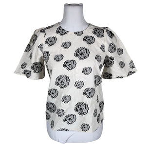 Unisex Rue de Femme - Short-sleeved blouse, size 34 - White (1)