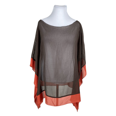 Unisex La Redoute - Schiffon tunic, size 44 - Brown ()