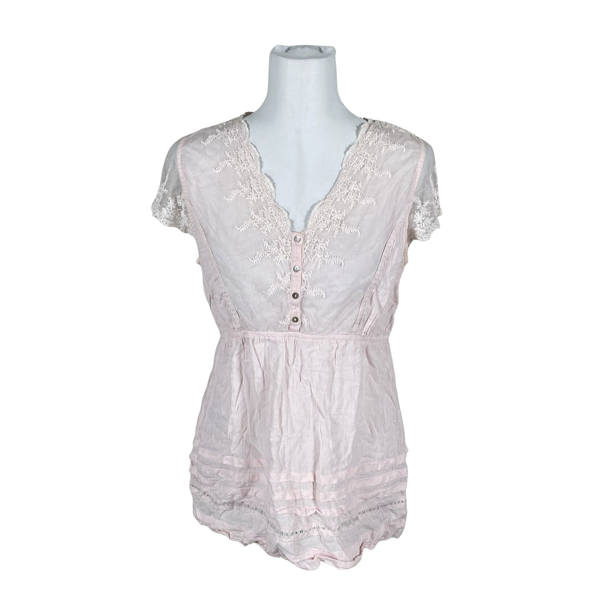 Unisex Cream - Short-sleeved blouse, size 40 - Light pink (1)