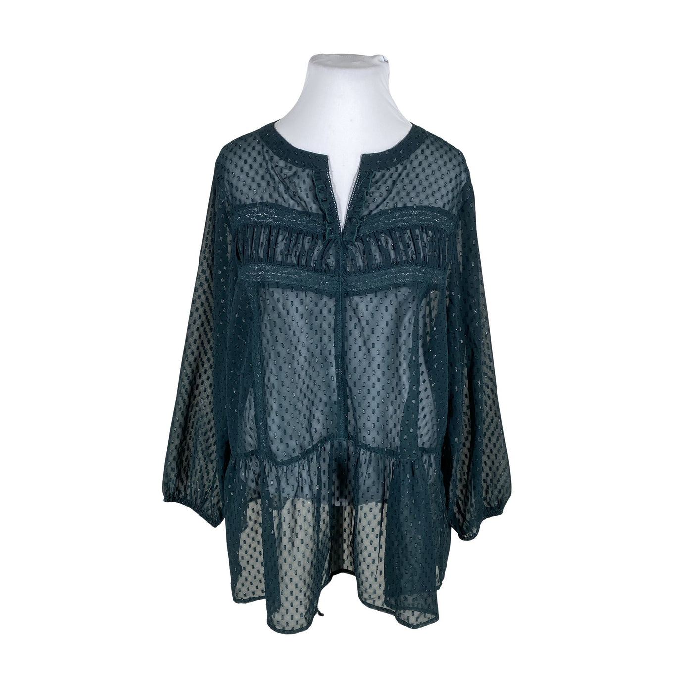 Unisex Zizzi - Schiffon tunic, size 50 - Green (1)