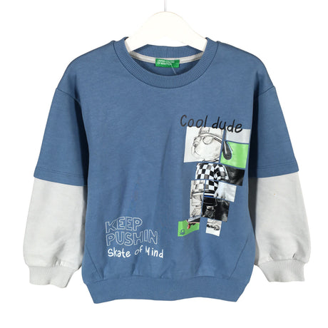 Unisex Benetton - Sweatshirt, size 104 - 110 - Light blue ()
