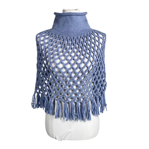 Unisex Handmade - Poncho, size 36 - Blue (1)
