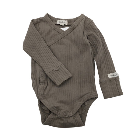 Unisex Newbie - Wrap bodysuit, size 56 - 62 - Beige ()