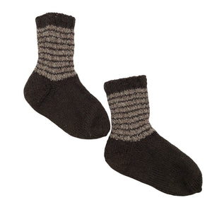 Unisex Handmade - Wool socks, size 32 - Brown (1)