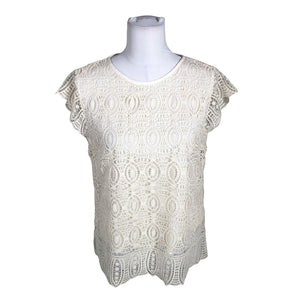 Unisex Massimo Dutti - Short-sleeved blouse, size 38 - Natural white (1)