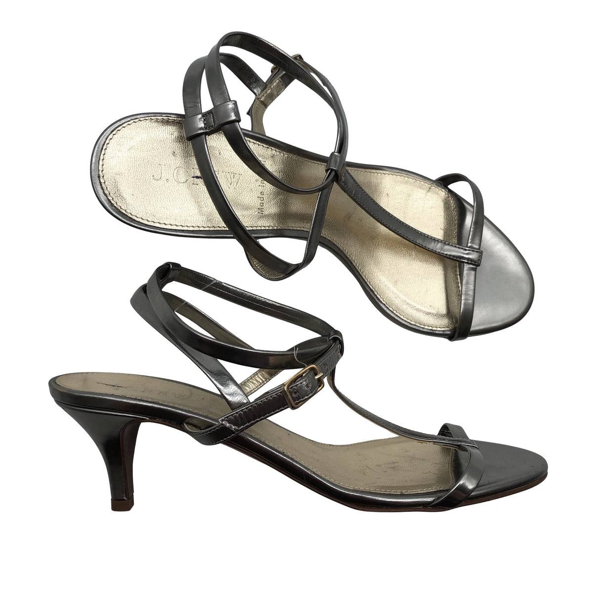 Unisex J. Crew - Heeled sandals, size 39 - Silver (1)