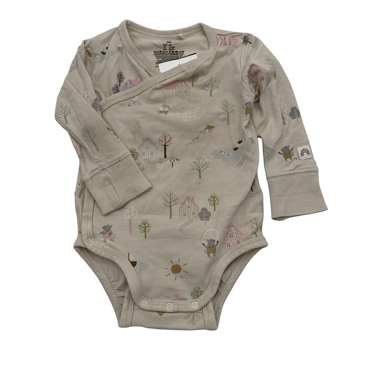 Unisex Lindex - Wrap bodysuit, size 62 - 68 - Beige (1)