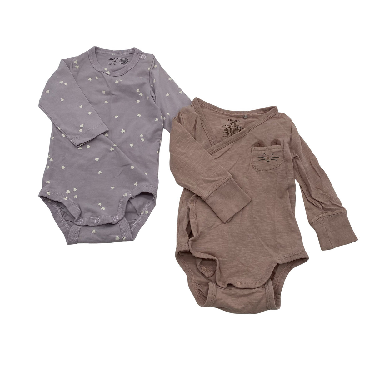 Unisex Lindex - Wrap bodysuit, size 50 - 56 - Light pink (1)