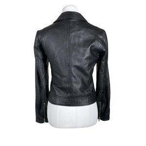 Unisex Selected - Leather jacket, size 34 - Black (2)