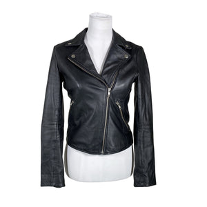 Unisex Selected - Leather jacket, size 34 - Black (1)