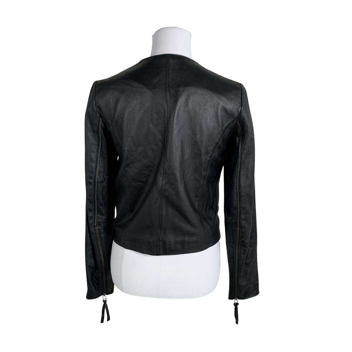 Unisex Selected - Leather jacket, size 36 - Black (2)