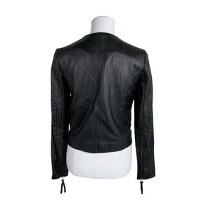 Unisex Selected - Leather jacket, size 36 - Black (2)