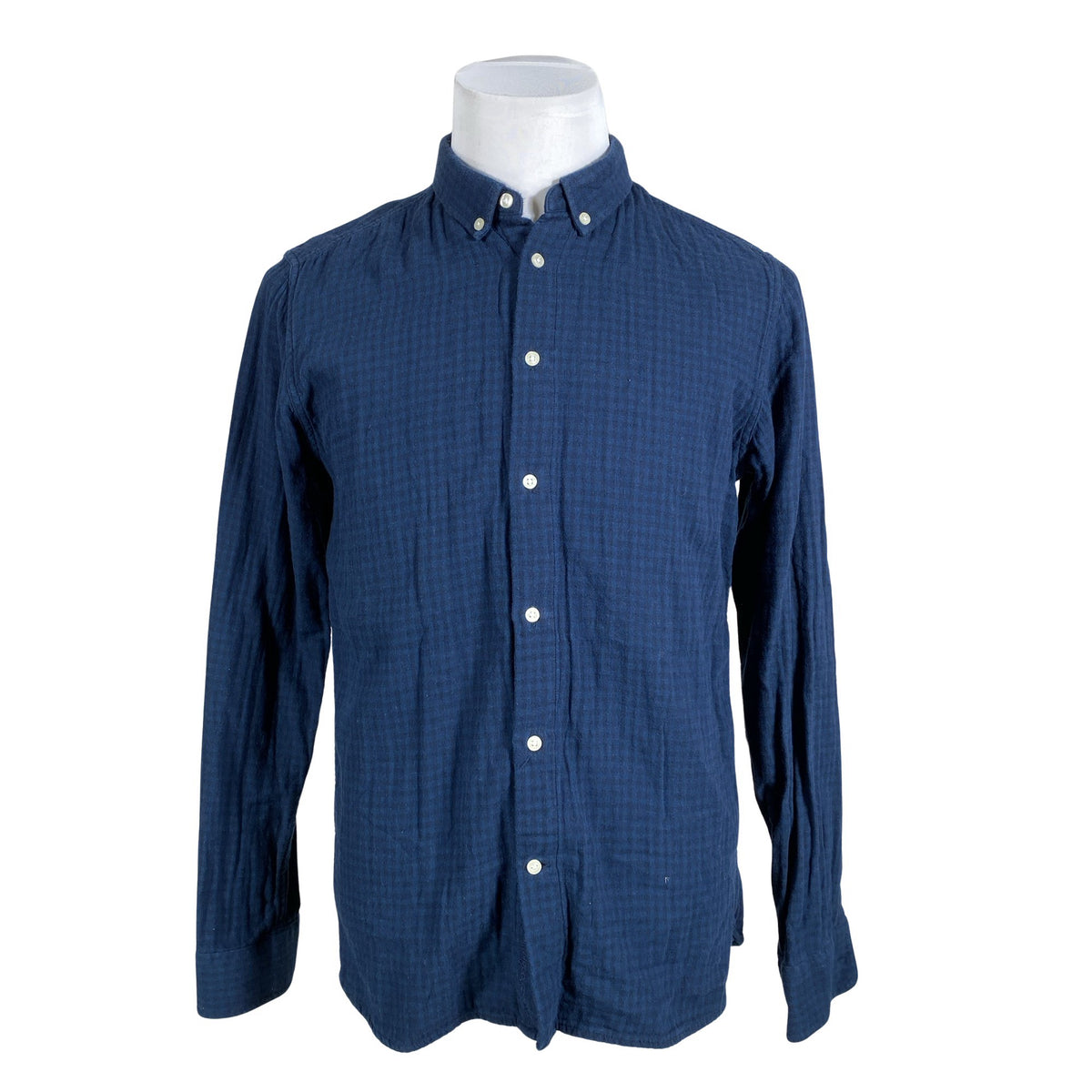 Unisex Knowledge Cotton Apparel - Collared shirt, size L - Blue (1)