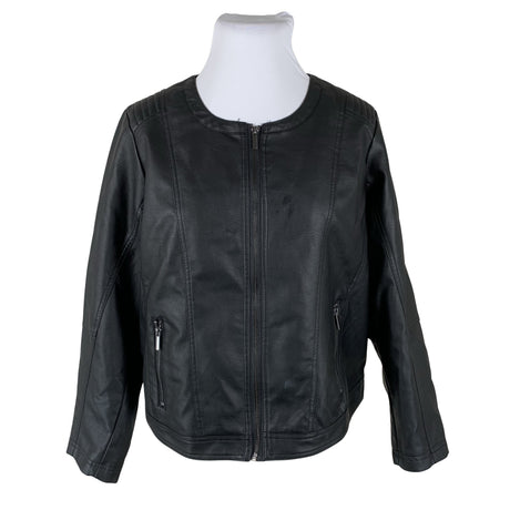 Unisex Zizzi - Leather jacket, size 48 - Black ()