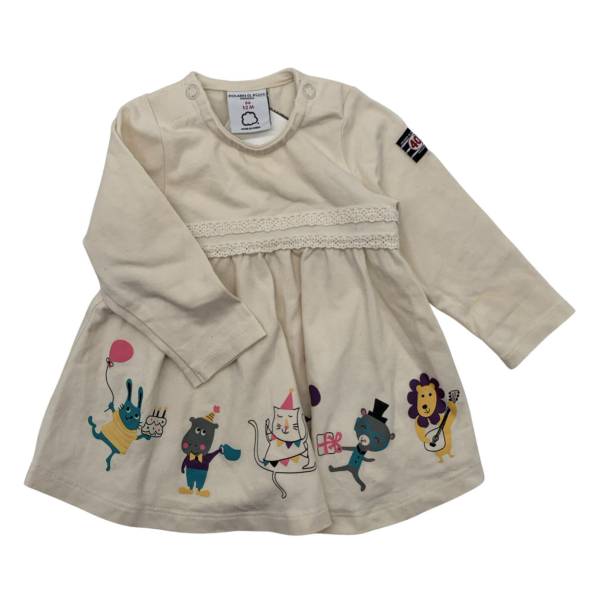 Unisex Polarn O. Pyret - Tricot dress, size 56 - 62 - Natural white (1)