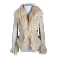 Unisex Urban Outfitters - Leather jacket, size 36 - Beige ()