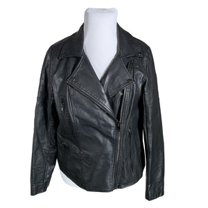 Unisex Zizzi - Leather jacket, size 44 - Black (1)