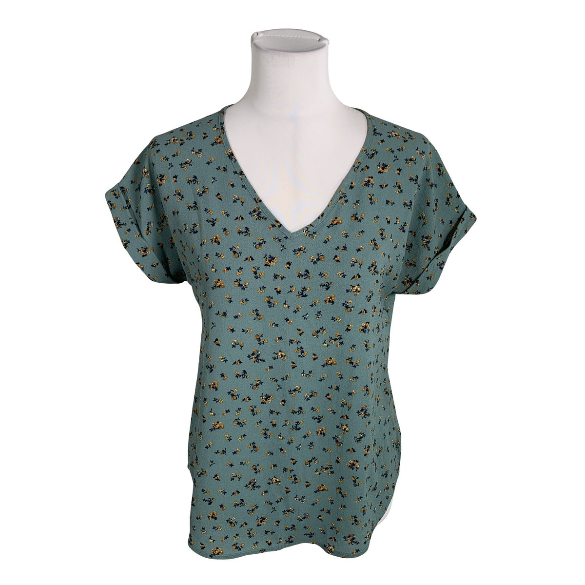 Unisex Pink Rose - Short-sleeved blouse, size 36 - Turquoise (1)