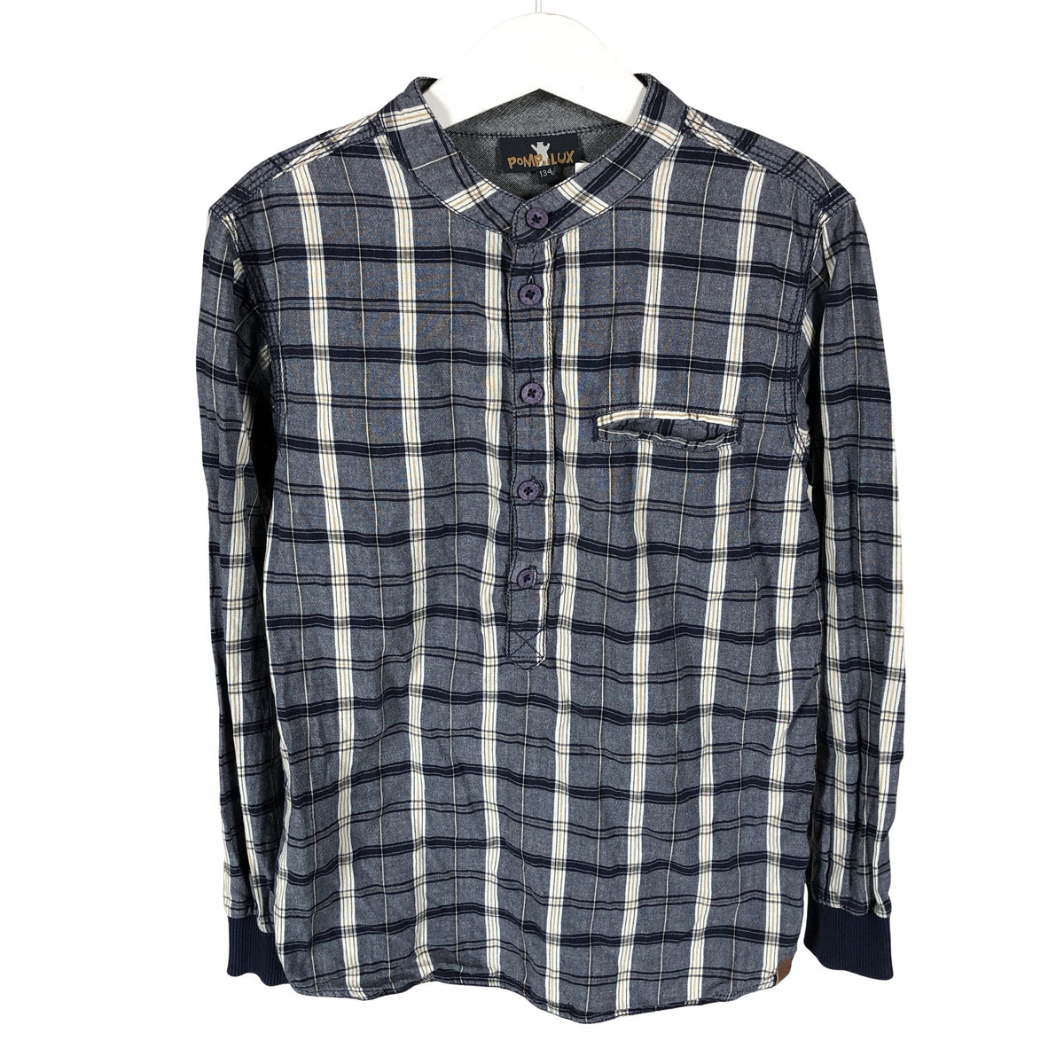 Unisex POMPdeLUX - Collared shirt, size 128 - 134 - Blue (1)